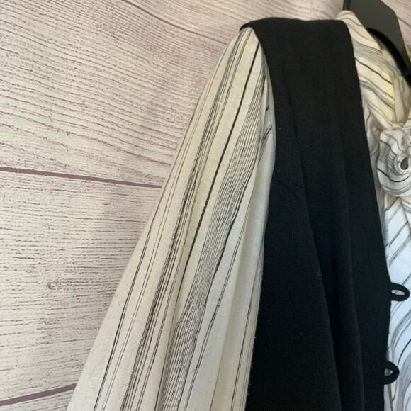 Vintage Ms. Sugar Striped Midi Dress Outfit with Vest and Tie Neck - Picture 15 of 16